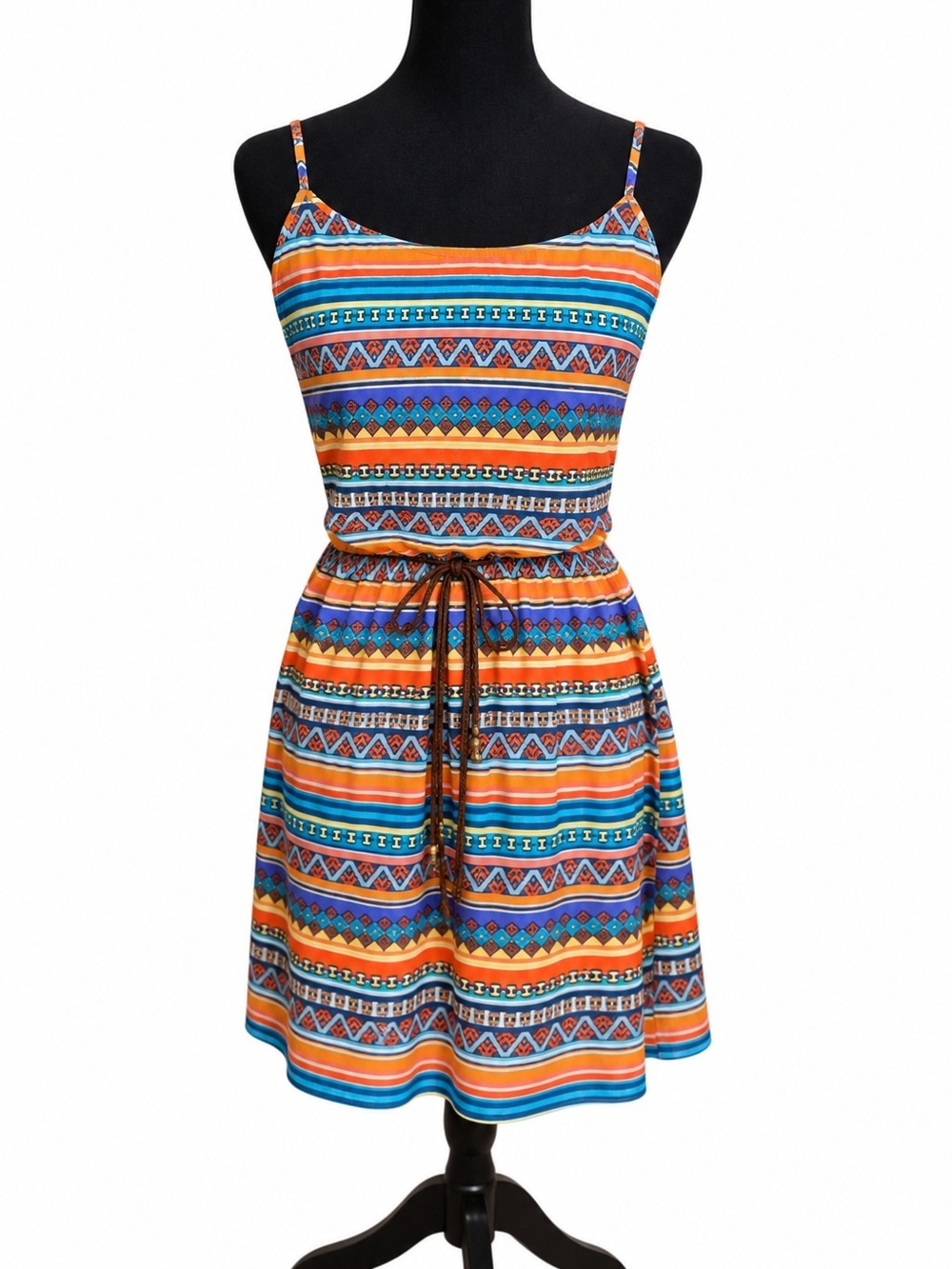 City Triangles Multicolor Geometric Striped Dress – XL